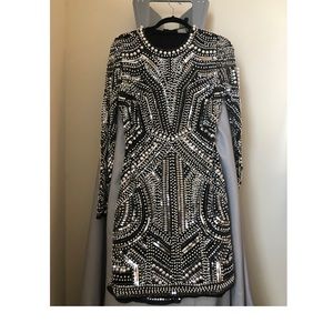 Black ASOS sequin and pearl dress w/cut out back.